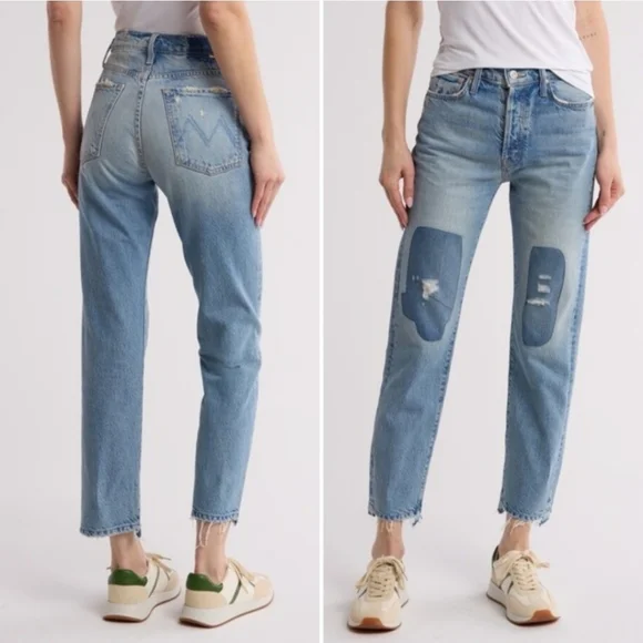Mother High Waisted Hiker Hover Chew Jean Size 29 High Rise Patches Button Fly - Picture 3 of 16